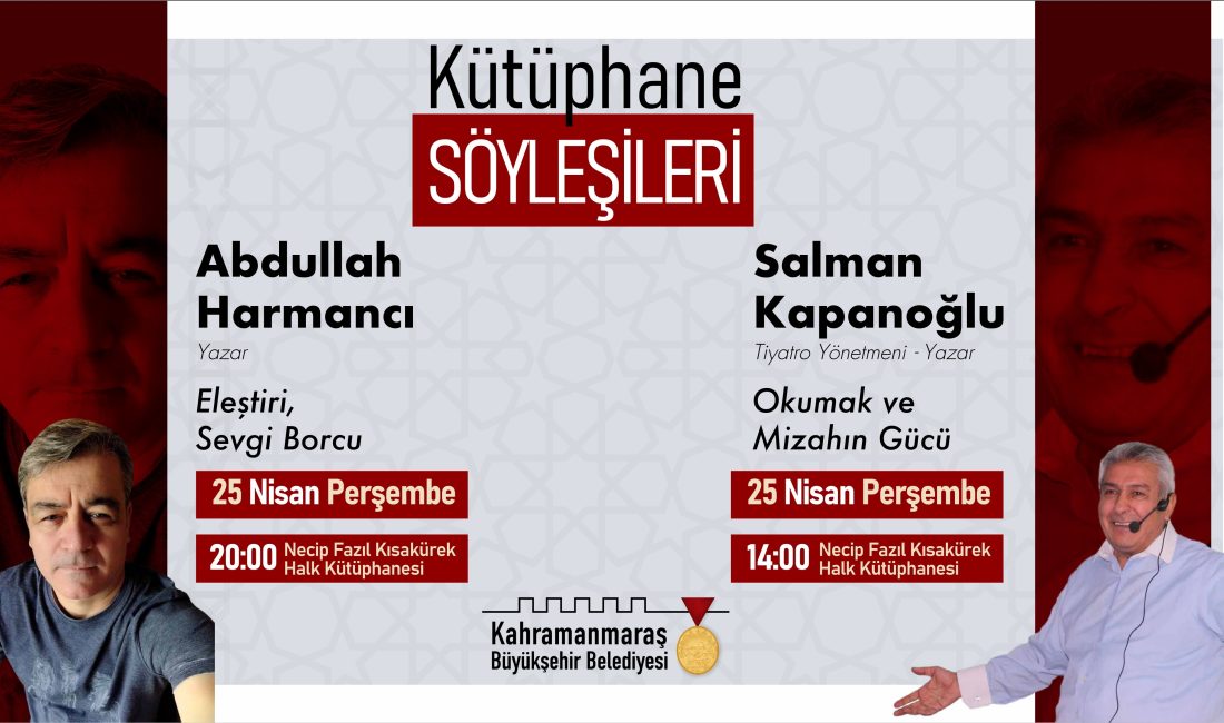 Büyükşehir Belediyesinin düzenlediği Kütüphane Söyleşileri’nin bu haftaki konuğu Yazar Abdullah