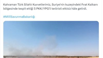 Milli Savunma Bakanlığı, Suriye’nin kuzeyindeki Fırat Kalkanı bölgesinde 5 PKK/YPG’li