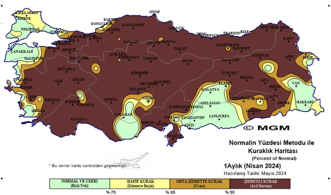 Meteoroloji Genel Müdürlüğü’nün nisan ayı raporlarına göre Türkiye genelinde yağışlar