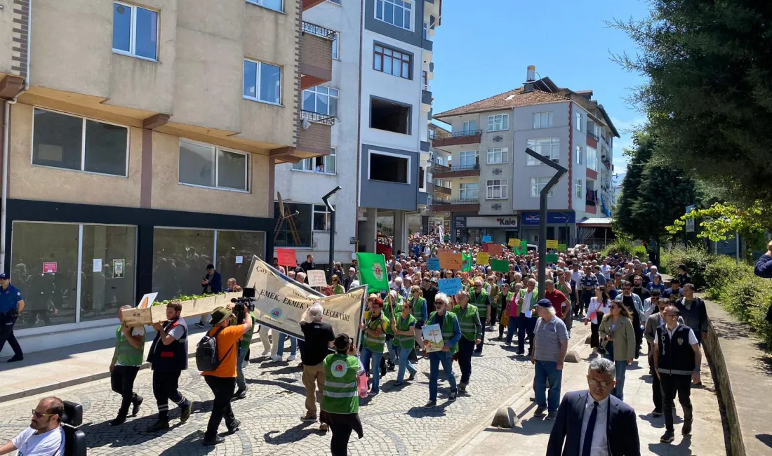 Rize’nin Fındıklı ilçesinde düzenlenen protesto yürüyüşünde, ilçe ziraat odası, esnaf