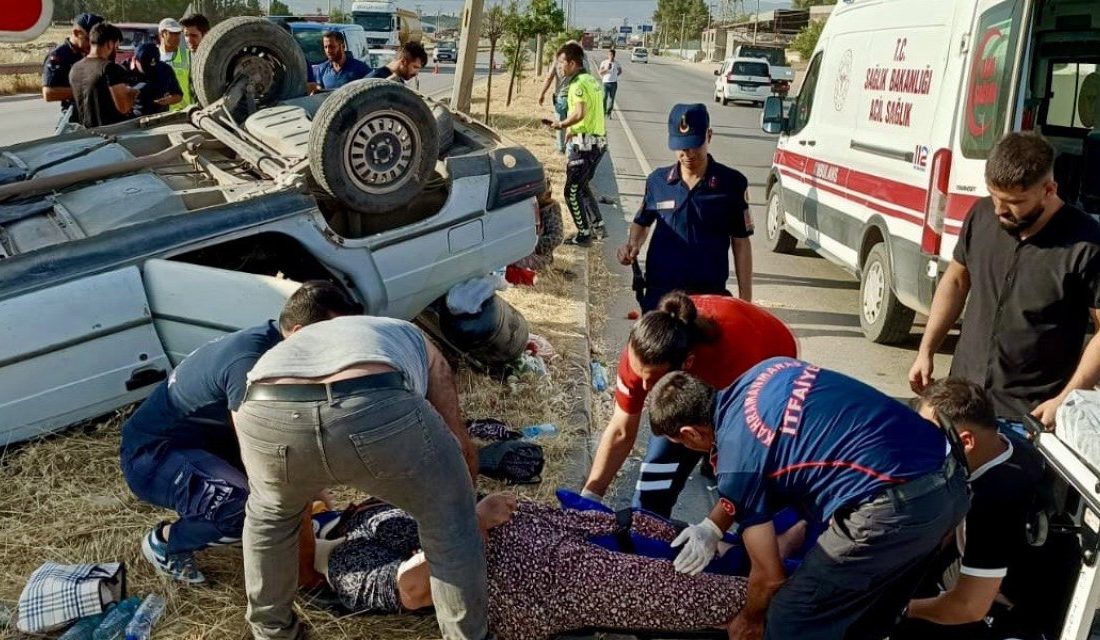 Kahramanmaraş’ın Pazarcık ilçesinde sürücüsü kontrolünü kaybettiği otomobiliyle takla atması sonucu