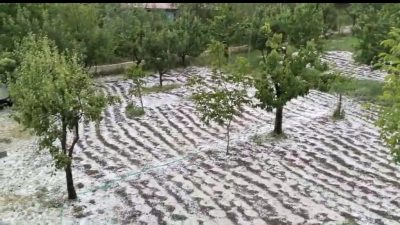 Kahramanmaraş’ın Andırın İlçesi, Çokak ve Akifiye mahallelerinde dolu yağışı etkili