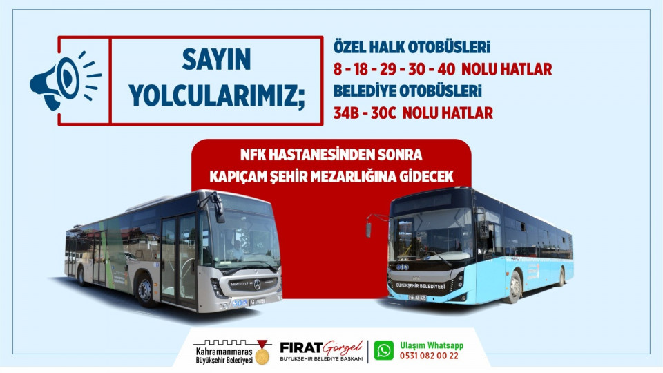 Büyükşehir Belediyesi, vatandaşların Kapıçam Şehir Mezarlığı’na ulaşımını sağlamak için Kurban