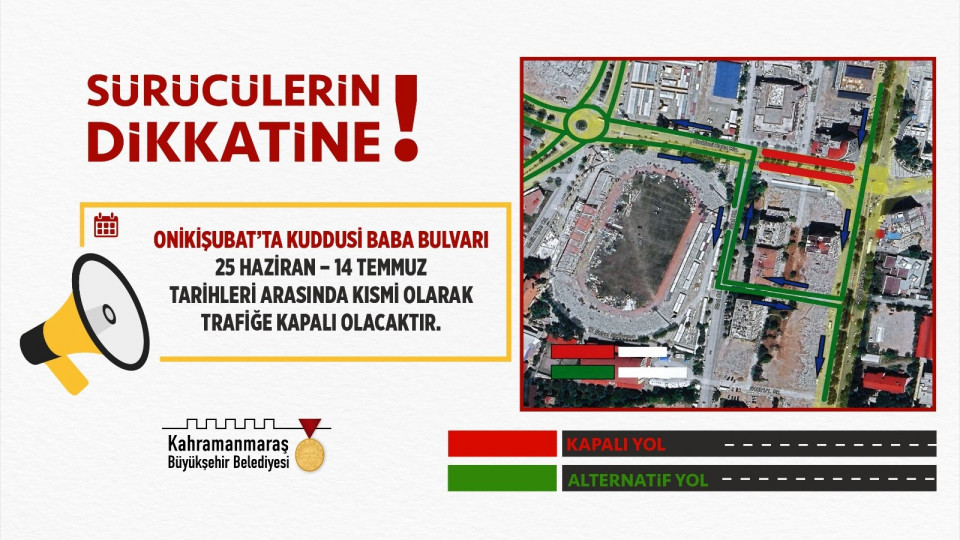 Büyükşehir Belediyesi, Onikişubat’ta Kuddusi Baba Bulvarı’nın 25 Haziran – 14