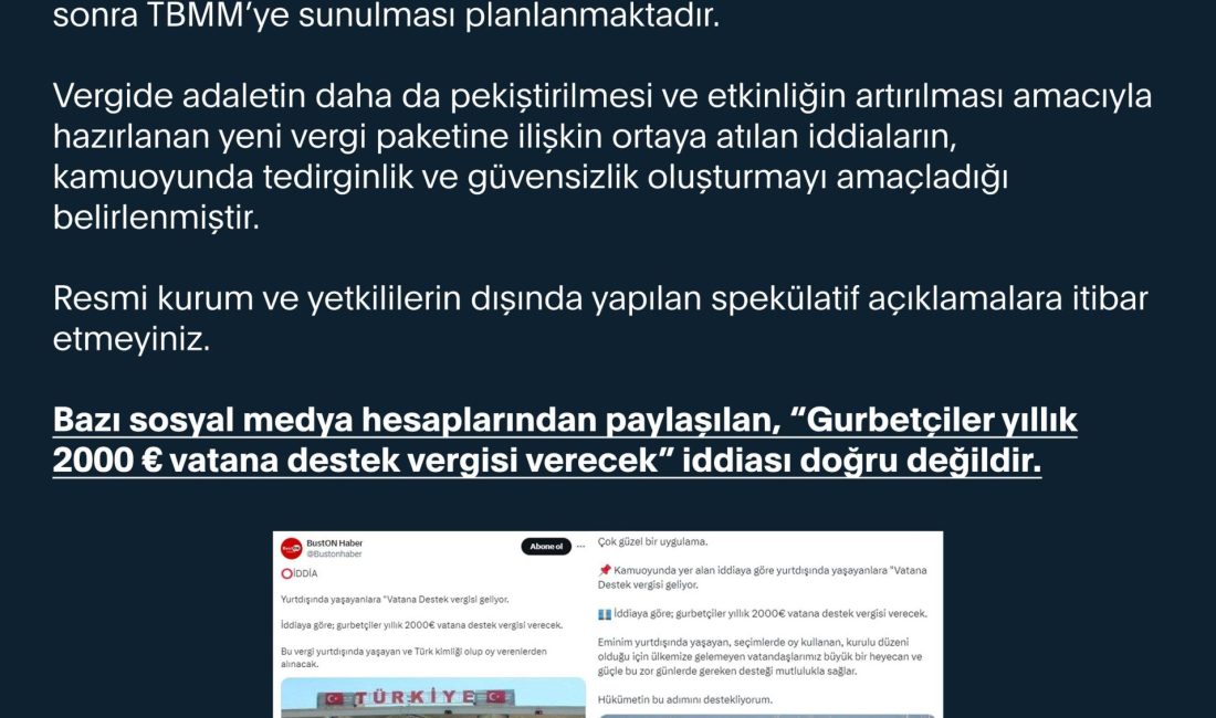 Hazine ve Maliye Bakanlığı’ndan Yurt Dışındaki Vatandaşlara Vergi Uygulaması Hakkında