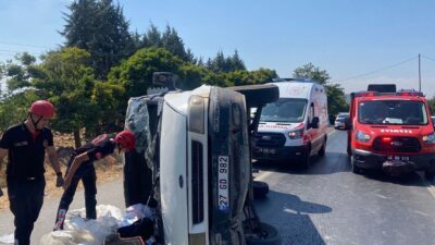 Kahramanmaraş’ta hafif ticari araç yan yattı: 1 yaralı
