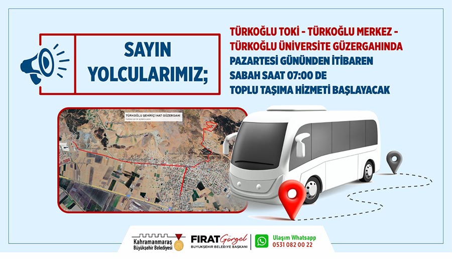 Büyükşehir Belediyesi, Türkoğlu ilçe merkezinde yeni toplu taşıma hattının 2