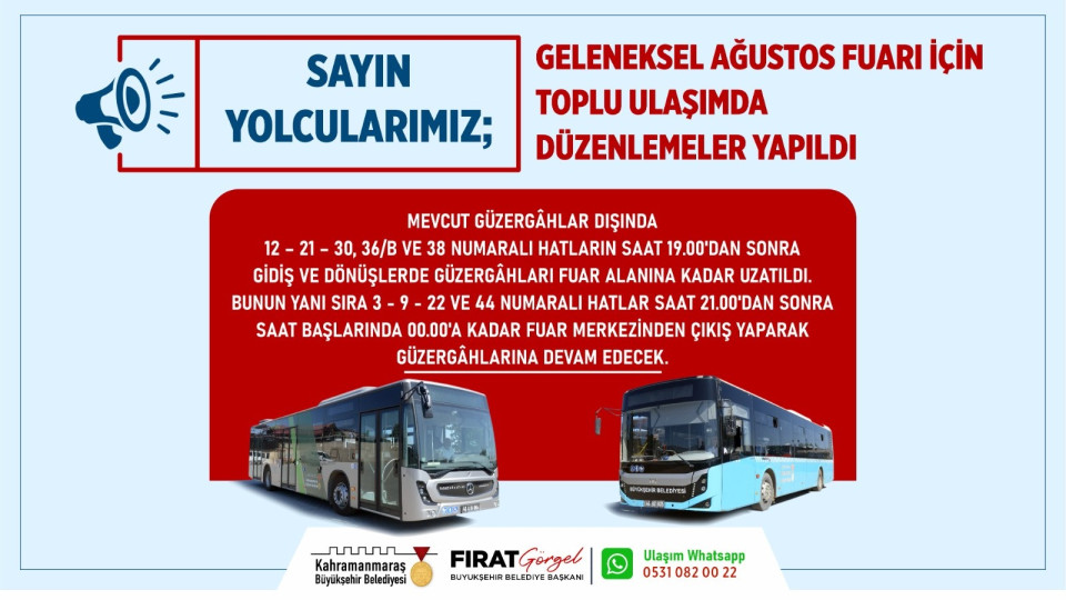 Büyükşehir Belediyesi, vatandaşların Geleneksel Ağustos Fuarı’na daha kolay ulaşım sağlaması