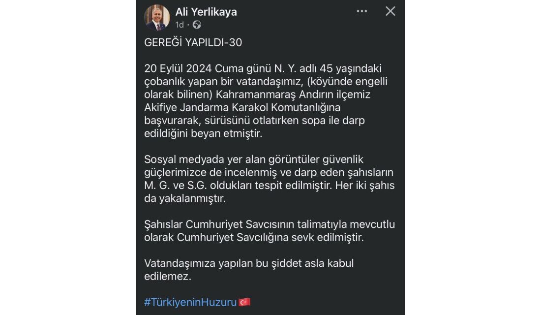 İçişleri Bakanı Ali Yerlikaya, engelli çobana şiddet olayı ile alakalı