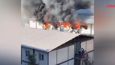 Kahramanmaraş’ta  işçilerin barındığı konteynerde yangın çıktı.  