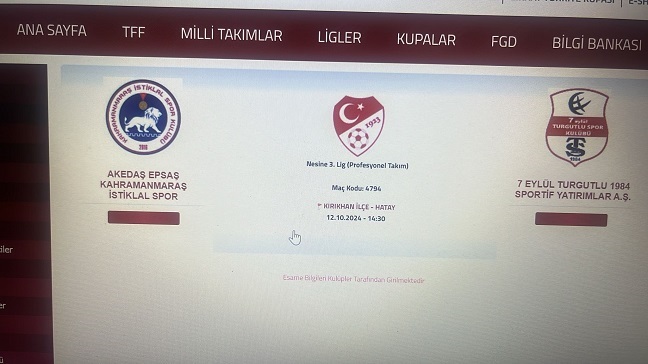 Daha önce Kahramanmaraş İstiklalspor’un talebine Red veren TFF itiraz sonucu