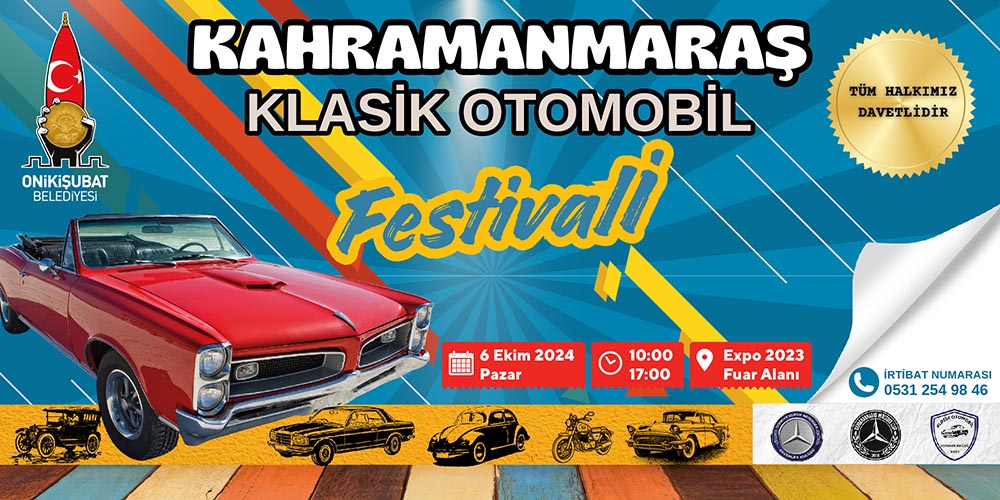 Kahramanmaraş, Onikişubat Belediyesi ev sahipliğinde klasik otomobil tutkunlarını bir araya