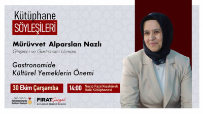 Büyükşehir Belediyesinin Kütüphane Söyleşileri’nde bu hafta Mürüvvet Alparslan Nazlı vatandaşlar