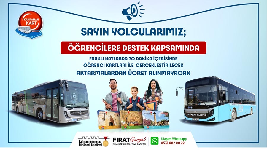Büyükşehir Belediyesi, öğrencilere destek kapsamında şehir içi toplu taşıma araçlarında