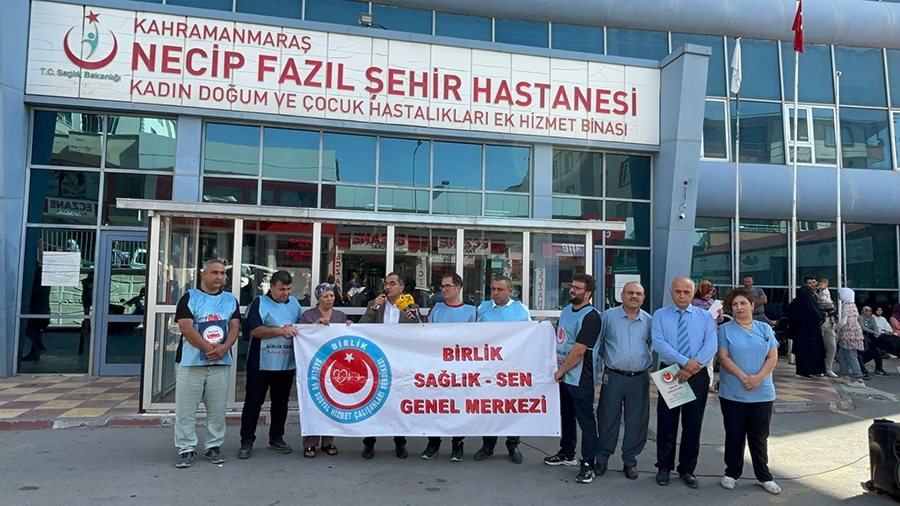 Birlik Sağlık Sen Genel Başkanı Ahmet Doğruyol, Kahramanmaraş’ta sağlık çalışanlarına