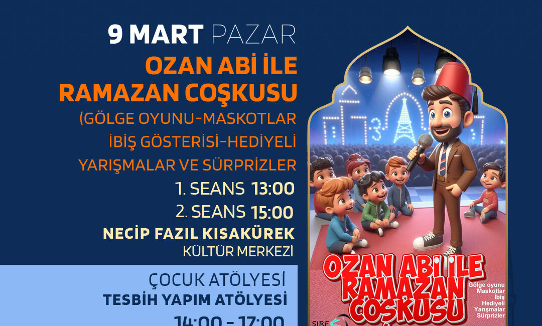 Büyükşehir Belediyesi, 9 Mart Pazar günü NFK Kültür Merkezi’nde çocuklar