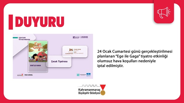 Kahramanmaraş Büyükşehir Belediyesi, sömestr tatiline giren çocuklara müjdelediği etkinlik takviminde
