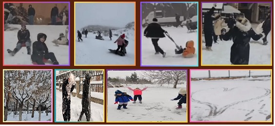 Kahramanmaraş’ta kar yağışı, halaylar ve kartoplarıyla renkli anlar yaşatırken sosyal