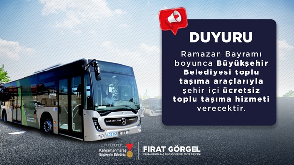 Büyükşehir Belediyesi, 20-21-22 Mart tarihlerinde tüm toplu taşıma araçlarını ücretsiz