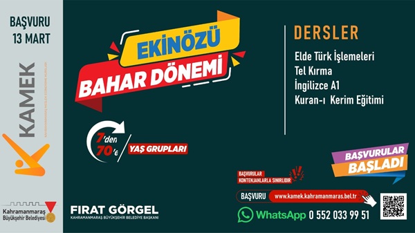 KAMEK, Göksun ve Andırın’ın ardından üç ilçede daha kapılarını açıyor.