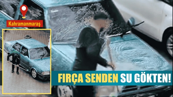 Kahramanmaraş’ta yağan yağmuru değerlendiren vatandaş sosyal medyada hızla yayıldı.
