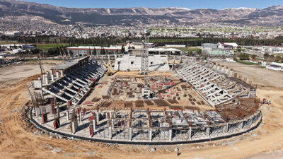 Dulkadiroğlu İstasyon Mahallesi’nde inşası süren yeni stadyum projesinde, şehrin spor