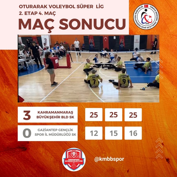 Kahramanmaraş Büyükşehir Belediye SK, Oturarak Voleybol Süper Ligi’nde durdurulamıyor. Gaziantep