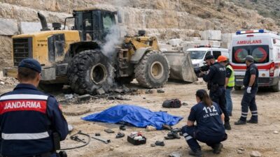 Çardak Mahallesi’ndeki mermer ocağında henüz belirlenemeyen bir nedenle gerçekleşen şiddetli