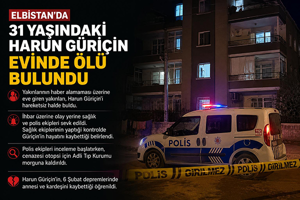 Elbistan ilçemizden üzücü bir haber geldi. Ceyhan Mahallesi’nde yalnız ikamet