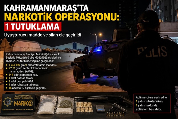 Kahramanmaraş İl Emniyet Müdürlüğümüze bağlı Narkotik Suçlarla Mücadele Şube Müdürlüğü