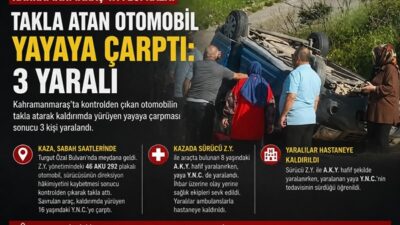 Onikişubat ilçesi Turgut Özal Bulvarı’nda sabah saatlerinde yaşanan trafik kazası,