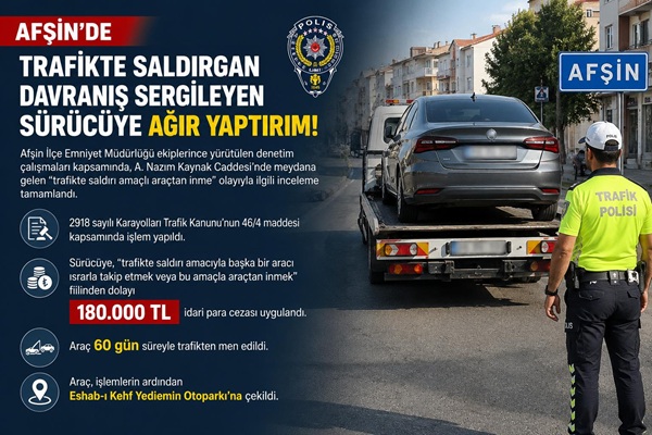 Afşin ilçesinde trafikte dehşet saçan ve diğer sürücüleri tehdit eden