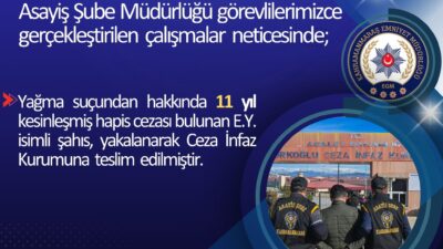 Kahramanmaraş’ta polis ekiplerinin aranan şahıslara yönelik çalışmaları kapsamında, yağma suçundan
