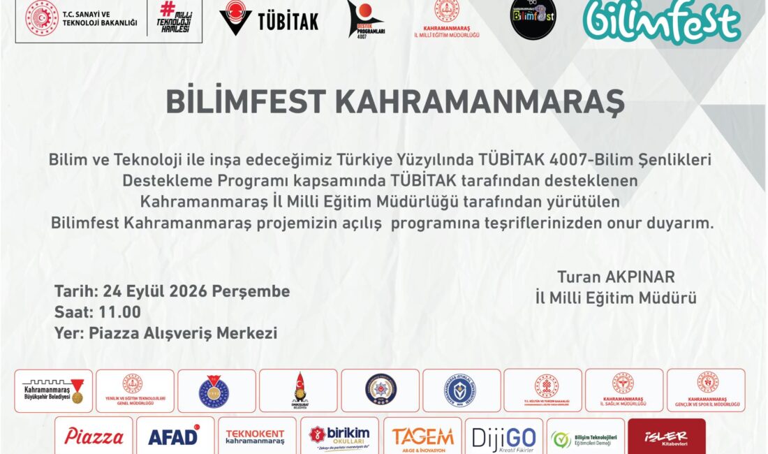 Kahramanmaraş’ta bilim ve teknoloji alanında önemli bir etkinlik bugün kapılarını