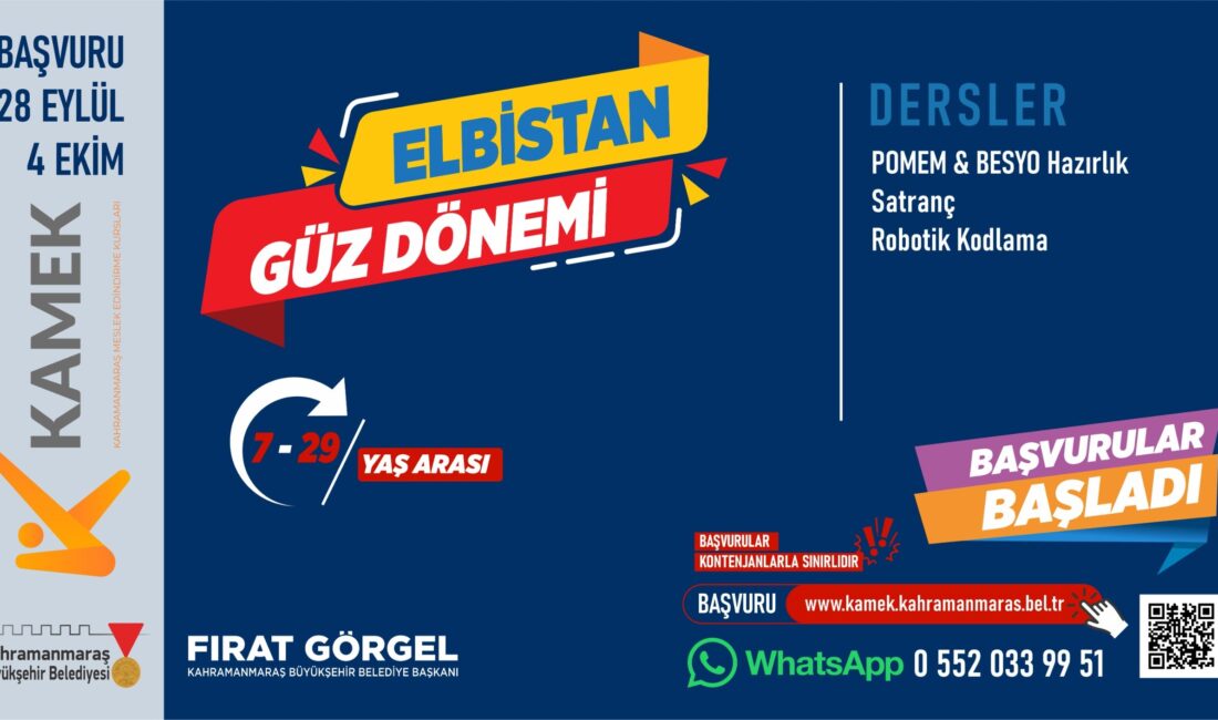 Büyükşehir Belediyesinin Meslek Edindirme Kursları; Elbistan, Çağlayancerit, Andırın ve Ekinözü’nde