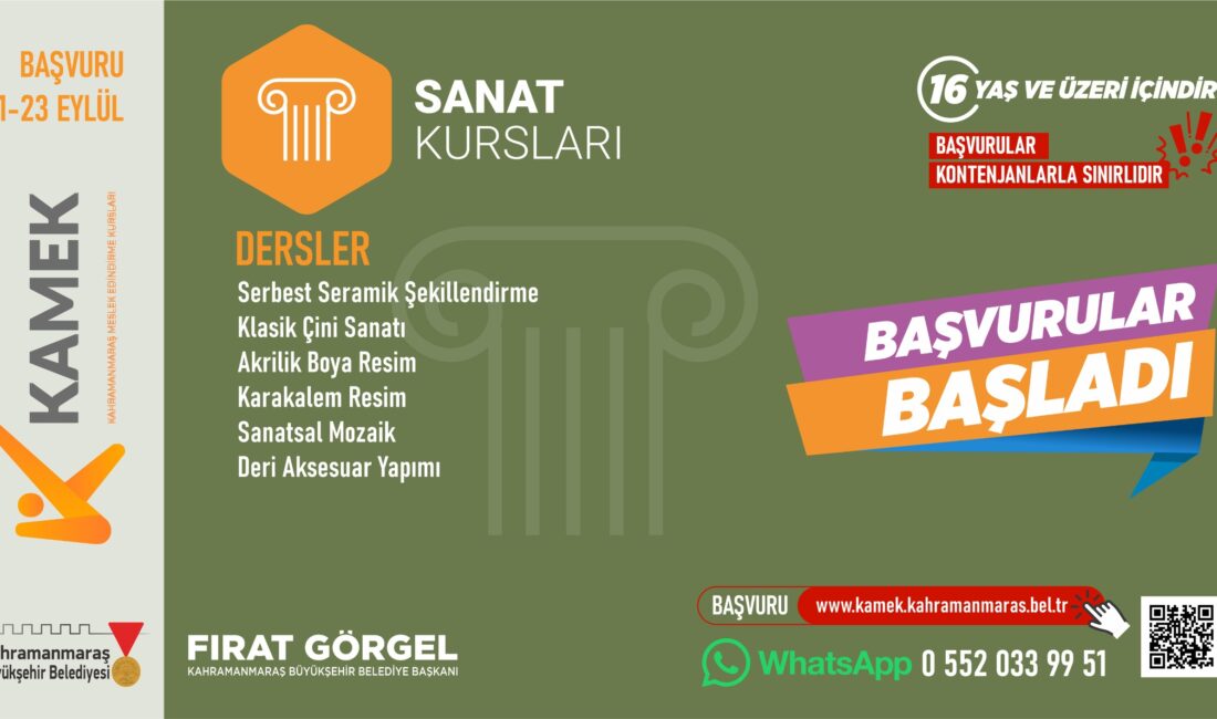Büyükşehir Belediyesinin Meslek Edindirme ve Sanat Eğitimi Kursları’nda (KAMEK) güz