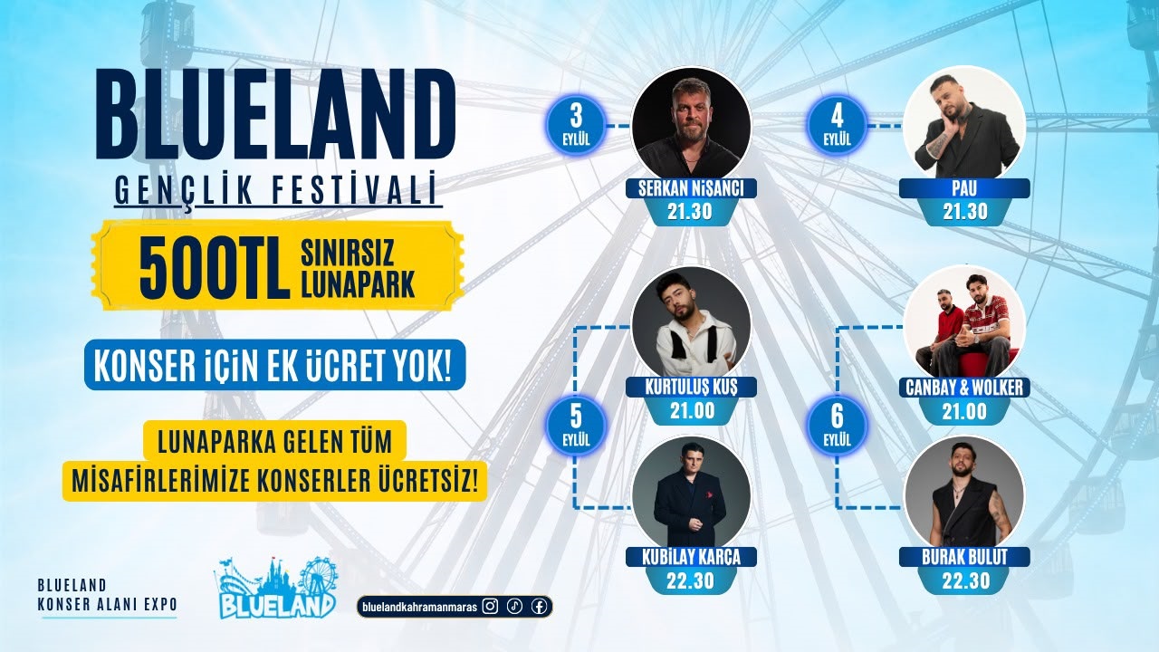 3-6 Eylül tarihleri arasında düzenlenecek Blueland Gençlik Festivali için ulaşım