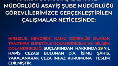 Kahramanmaraş İl Emniyet Müdürlüğü ekipleri, haklarında kesinleşmiş hapis cezası bulunan