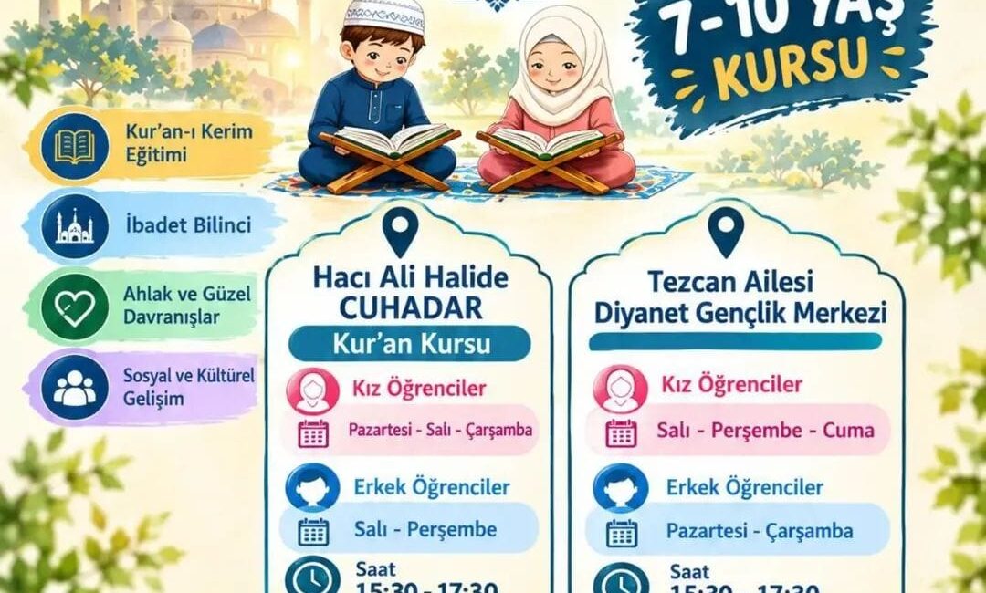 Andırın İlçe Müftülüğü’nden Çocuklar İçin Anlamlı Kurs: “Kur’an’la Geleceğe” Andırın