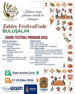 Onikişubat Belediyesi tarafından düzenlenen Zahire Festivali, 17-18 Ekim tarihlerinde Expo