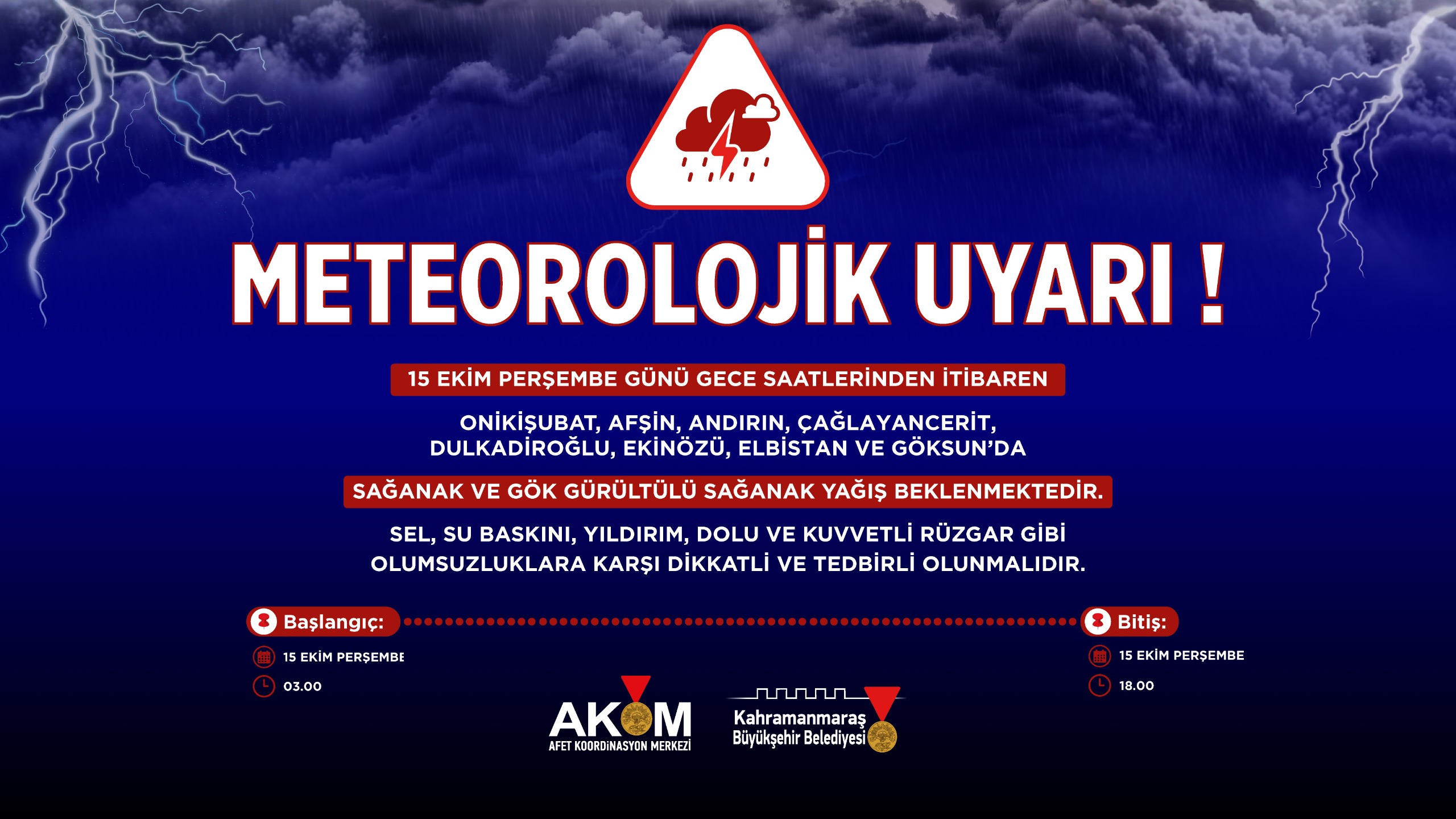 Büyükşehir’den 8 İlçede Kuvvetli Sağanak Uyarısı! Büyükşehir Belediyesi Afet Koordinasyon