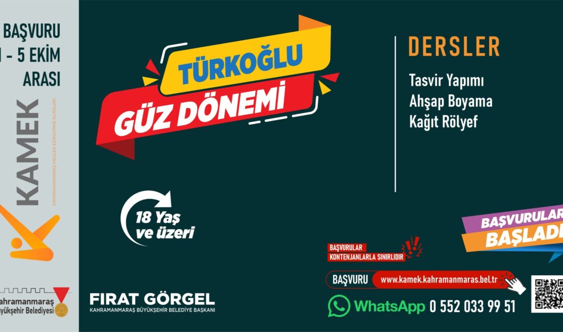 &nbsp; Büyükşehir Belediyesinin Meslek Edindirme Kursları (KAMEK), Göksun ve Türkoğlu’nda